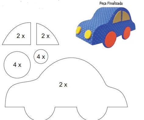 Cantinho das Atividades: Molde de carrinho em EVA 3D Tractor Birthday Party Theme, Tractor Birthday Party, Tractor Birthday, Fabric Toys, Box Patterns, Diy Pillows, Craft Patterns, Quiet Book, Felt Crafts