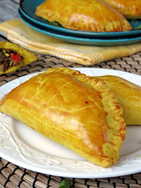 Jamaican Beef Turnovers | @yummyaddiction Beef Turnovers, Jamaican Patties, Beef Patties Recipes, Jamaican Beef Patties, Jamaican Cuisine, Jamaican Dishes, Beef Patties, Seasoned Ground Beef, Jamaican Food