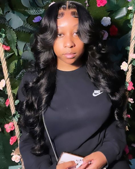 Frontal Hairstyles Middle Part, Middle Part Pin Curls, Buss Down Middle Part Curls, Body Wave Middle Part, Middle Part Buss Down Body Wave, Body Wave Sew In With Closure Middle Part, Middle Part Wig With Curls, Middle Part Body Wave Wig Black Women, Middle Part Curls Black Women