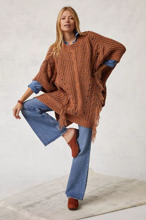 https://s7d5.scene7.com/is/image/Anthropologie/64251341_027_b4?$a15-pdp-detail-shot$&fit=constrain&fmt=webp&qlt=80&wid=1314 Chunky Knit Poncho, Poncho Outfit, Knit Poncho Sweater, Turtleneck Poncho, Cowl Neck Poncho, Fringe Poncho, Knit Poncho, Fringed Poncho, Poncho Tops