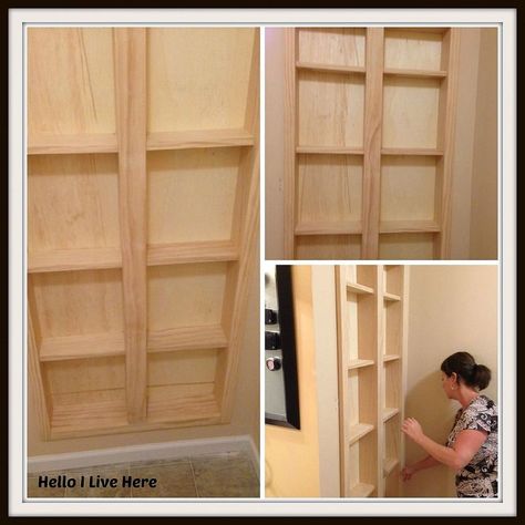 Shelving Ideas Storage, Storage Bathroom Ideas, Diy Shelving Ideas, Stud Storage, Reading Nook Closet, Diy Shelving, Fireplace Feature Wall, Diy Bathroom Storage, Shelving Ideas