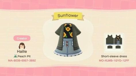 Acnh Sunflower, Acnh Custom Designs, Cyberpunk Armor, Ac New Leaf, Animal Crossing Guide, Animal Crossing Qr Codes Clothes, Acnh Codes, Qr Codes Animal Crossing, Animal Crossing Characters