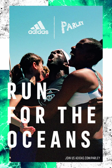 Collage Advertising, Running Poster, Adidas Parley, Adidas Ad, Running Posters, Sport Branding, Adidas Design, Sport Banner, Sports Graphics