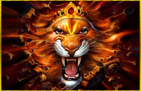 Lord Narasimha Images Lakshmi Narsimha, Lord Narasimha, Tiger Artwork, Lord Rama Images, Lion Photography, Lion Wallpaper, Lord Hanuman Wallpapers, Hanuman Wallpaper, Lord Ganesha Paintings