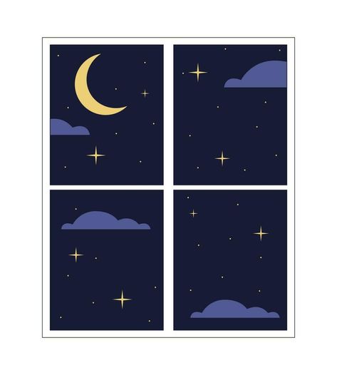 Window night 2D linear cartoon object. Nighttime moon window frame isolated line vector element white background. Looking outside. House interior view evening color flat spot illustration Moon Window, Spot Illustration, Outside House, Window Illustration, Window Drawing, Line Vector, Interior View, Window View, Window Frame