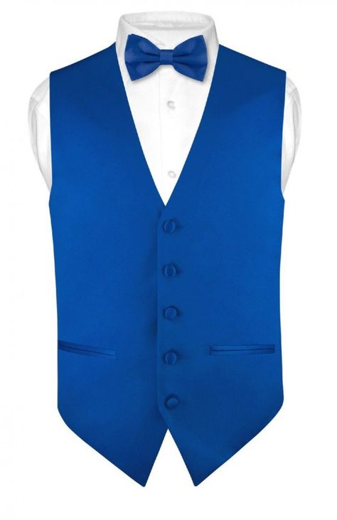 #suitvest #suit #vest #aesthetic Royal Blue Tux, Chambelanes Outfits, Men Vest Outfits, Royal Blue Bow Tie, Court Outfit, Mens Dress Vests, Vest Outfits Men, Blue Tux, Vesuvio Napoli