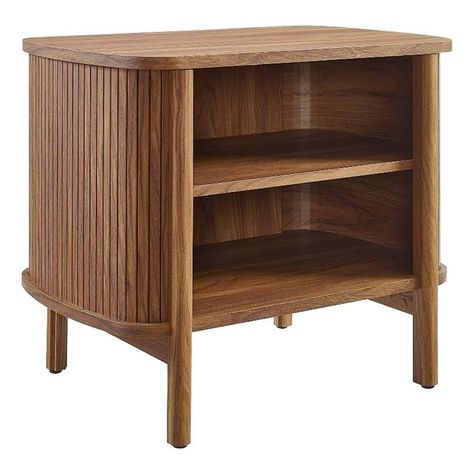 PRICES MAY VARY. MID-CENTURY MODERN ELEGANCE - The Cadence Open Shelf Nightstand features rounded corners, fluted details, and a sleek profile, making it a stylish bedside table for any bedroom DURABLE END TABLE - Crafted from rubberwood, particleboard, and MDF with a wood grain laminate, this storage nightstand is built to last and easily blends with any decor, whether placed in a bedroom or as a boho side table in a living space FUNCTIONAL DESIGN - This nightstand with open shelf storage offer Fluted Nightstand, Open Nightstand, Boho Nightstand, Boho Side Table, Storage Nightstand, Shelf Nightstand, Small Accent Tables, Walnut Nightstand, Nightstand Storage