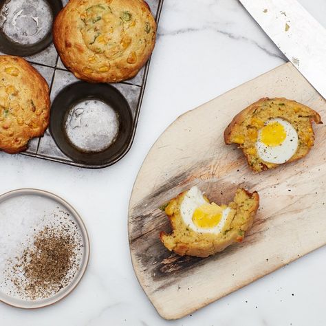 How to Bake an Egg Inside a Muffin Over Easy Eggs, Overnight Oat, Filled Muffins, Egg Dish, Food Articles, Egg Breakfast, Baked Eggs, Whole Foods Market, Savoury Cake