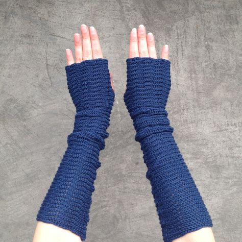 Blue Arm Warmers, Gloves Fingerless, Winter Shopping, Blue Gloves, Wool Gloves, Wool Mittens, Thick Yarn, Fingerless Mittens, Wrist Warmers