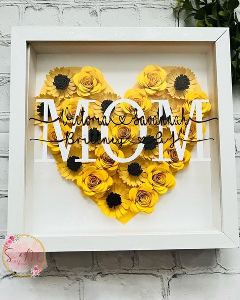 S&M Craft Ideas on Instagram: “Happy Friday Our 9x9 sunflower 🌻 with roses shadow box. Perfect gift for someone special DM for more details #shadowbox #smcraftideas…”