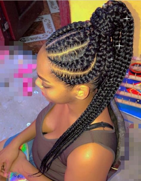 Ponytail Jumbo Braids Hairstyles Jumbo Feed In Braids Ponytail, Large Braided Ponytail, Big Box Braids Jumbo, Braids With Braids, Jumbo Braid Ponytail, Big Braid Styles, Jumbo Braids Hairstyles, Box Braids Jumbo, Jumbo Cornrows