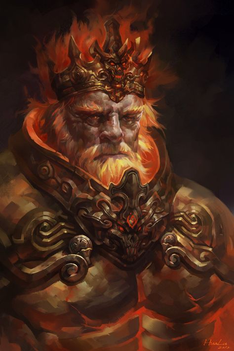 Empior of Fire, Hua Lu on ArtStation at https://www.artstation.com/artwork/Q3qr Fire Giants, Creature Fantasy, Norse Myth, Heroic Fantasy, 다크 판타지, Male Character, Arte Fantasy, Fantasy Rpg, Norse Mythology