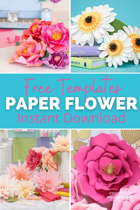 Free Paper Flower Templates, 3d Paper Flowers, Flower Svg Files, Paper Flower Crafts, 3d Svg, Paper Flower Template, Paper Flower Tutorial, Flower Template, Flower Svg