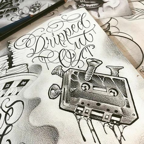 Rip DJ Screw Lowrider Tattoo, Dj Screw, Prison Drawings, Chest Tattoo Stencils, Houston Tattoos, Jaguar Tattoo, Wood Burning Patterns Stencil, Tattoo Lettering Styles, Chicano Style Tattoo