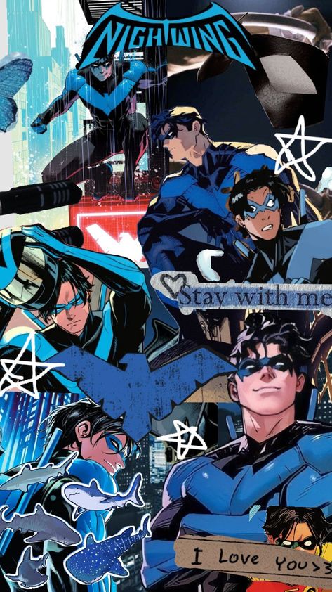 Nightwing wallpaper 💙 Nightwing Wallpaper, Nightwing Young Justice, Marvel Phone Wallpaper, Dc Comics Wallpaper, Anime Fanfiction, Bat Boys, Raven Teen Titans, Wallpaper Collage, Batman Comic Art