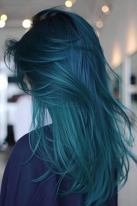 Midnight Jade Hair Color, Ocean Hair Color, Aquamarine Hair Color, Greenish Blue Hair, Blue Green Hair Color, Teal Blue Hair, Cyan Hair, Dark Teal Hair, Sea Hair