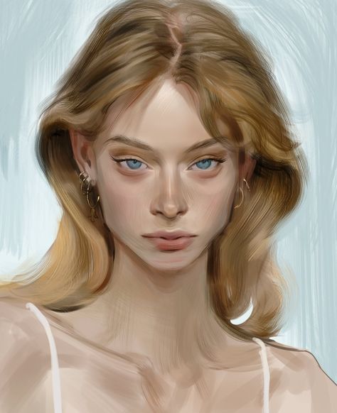 Abc Art, Semi Realism, Semi Realistic, Human Anatomy Art, Digital Portrait Art, Drawing Expressions, Expressive Art, Realism Art, Digital Art Anime