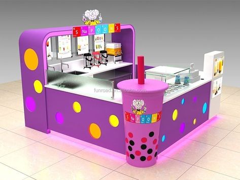 Custom Bubble Tea Kiosk Ice Cream and Sweet Bar Design Shopping Mall Coffee Kiosk Cafe Bar Decoration Fast Food Kiosk for Sale Bubble Tea Kiosk, Kiosk Cafe, Tea Store Design, Coffee Kiosk, Kids Restaurants, Mall Kiosk, Ice Cream Place, Candy Stand, Bubble Tea Shop