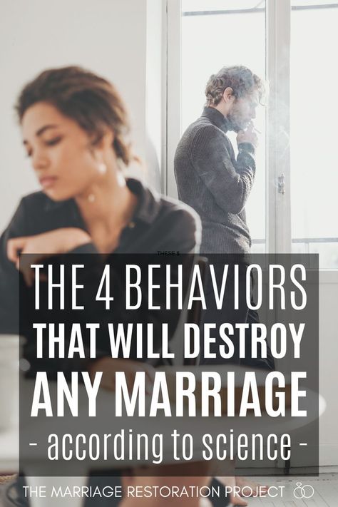 If these destructive behavior patterns are present in your marriage, chances are your relationship is spiraling downward and may be heading for divorce. Find out what psychologist Dr Gottman found were the four key characteristics that significantly predicted divorce and whether they're present in your marriage. Then discover our 5 strategies for keeping these destructive patterns out of your marriage. | The Marriage Restoration Project | Marriage Advice | Healthy Marriage | Save my marriage Pre Marriage Counseling, Marriage Restoration, Communication In Marriage, Marriage Therapy, Marital Counseling, Adolescent Health, Relationship Therapy, Relationship Psychology, Healthy Advice