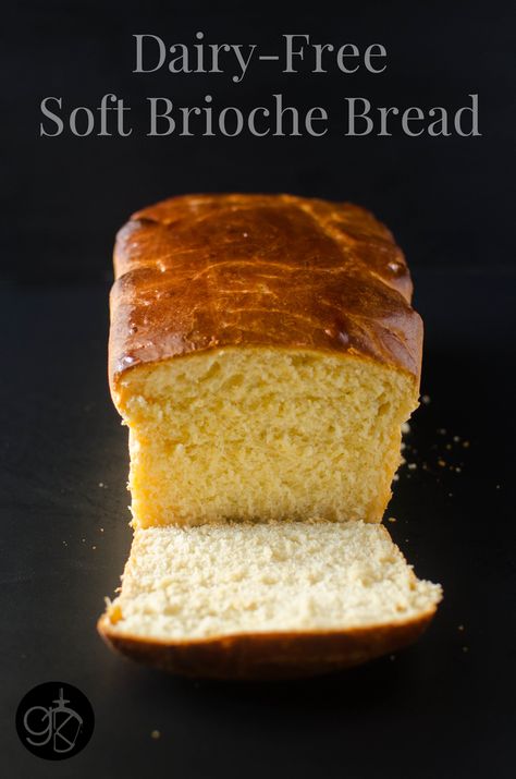 Soft and delicious Dairy Free Brioche Bread Loaf Dairy Free Nutella, Dairy Free Thanksgiving, Brioche Bread Recipe, Dairy Free Bread, Mary Berry Recipe, Bakers Gonna Bake, Baking Bread Recipes, Brioche Bread, Bread Loaf