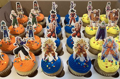 Dragon Ball Z Desserts, Dragon Ball Z Cupcakes, Dragon Ball Z Cake Goku, Dragon Ball Cake, Goku Birthday, Dragonball Z Cake, Dream Cake, Sons Birthday, 7th Birthday