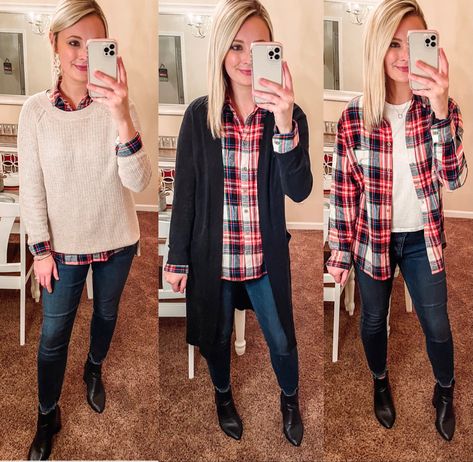 Sweater And Flannel Outfits, How To Wear A Flannel, Ways To Wear A Flannel, How To Style A Flannel, Oversized Flannel Outfits, Styling A Flannel, Casual Teacher Outfit, Flannel Outfits Fall, Flannel Shirt Outfit