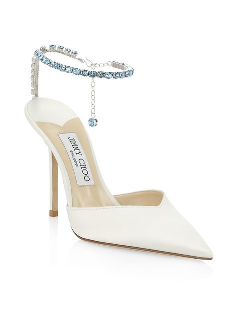 Jimmy Choo Saeda, Heels Jimmy Choo, Ivory Pumps, East End London, Jimmy Choo Pumps, Crystal Heels, Jimmy Choo Heels, Satin Pumps, Shoe Boutique