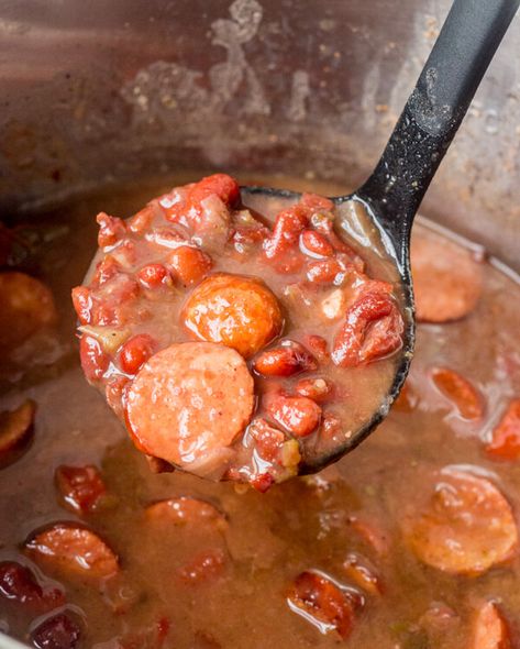 Took 17 minutes to build pressure.  Might need to decrease the Creole Seasoning for the Kids??? Red Bean And Rice Recipe, Red Beans Rice, Red Beans N Rice Recipe, Vegetarian Stew, Creamed Asparagus, Beans And Sausage, Pot Recipes Healthy, All About Food, Red Beans And Rice