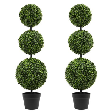 PRICES MAY VARY. LUWENER Product Size: Product size: The LUWENER artificial three ball boxwood is potted with a height of 35in/3ft/90cm. This three box boxwood topiary consists of three boxwood balls and has a black bottom pot with a height of 15cm and a width of 16cm. Our boxwood potted leaves are lifelike and exit in craft, making it a good choice for indoor and outdoor decoration Easy and convenient care: Do you not have much time to maintain potted plants? This three ball boxwood potted plan