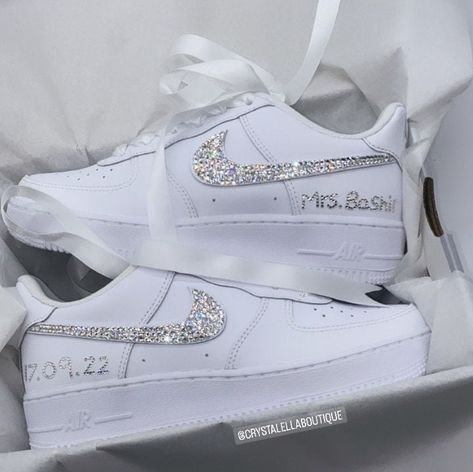 Personalised Nike Air Force 1 White Wedding Sneakers // Blinged out with sparkling crystals, Custom bling nike shoe, Bride, Bridesmaid Gift UK 2 / EU 34 / Girls 2.5Y UK 2.5 / EU 35 / Girls 3Y UK 3 / EU 35.5 / Girls 3.5Y UK 3.5 / EU 36 / Girls 4Y / W5.5 UK 4 / EU 36.5 / Girls 4.5Y / W6 UK 4.5 / EU 37.5 / Girls 5Y / W6.5 UK 5 / EU 38 / Girls 5.5Y / W7 UK 5.5 / EU 38.5 / Girls 6Y / W7.5 UK 6 / EU 39 / Girls 6.5Y / W8 UK 6 / EU 40 / Girls 7Y / W8.5 UK 6.5 / EU 40.5 / US 9 UK 7 / EU 41 / US 9.5 UK 7. Wedding Shoes Trainers, Wedding Nikes Bride, Prom Trainers, Wedding Nike Shoes, Wedding Shoes Nike, Nike Wedding Shoes, Wedding Trainers, Bling Nike Shoes, Shoes For Brides