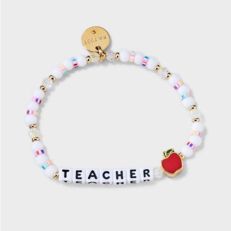 Little Words Project Teacher Apple Beaded Bracelet - Nwt Handcrafted Word Bracelet - Made With Acrylic, Crystal, And Silicone Beads - This Bracelet Features A Custom Casted Bead - Gold Plated Brass Tag With Unique Id Code - Wear And Share To Spread Self-Love And Kindness - Handle With Care - Do Not Wet - Prop 65 Compliant Product Details Tagline: The Real Mvp Description: Wear This Exclusive "Teacher" Bracelet From Little Words Project As A Little Reminder That Shaping Young Minds Makes You A True Hero (No Cape Necessary). Featuring A Custom Apple Casted Bead, It's The Perfect Way To Show That Teachers Are Truly The Core Of Education. Target Style ** Ge Teacher Bracelet Diy, Little Words Project, Teacher Bracelet, Student Teacher Gifts, Mama Bracelet, Word Bracelet, Teacher Apple, Diy Bracelets Patterns, Target Style