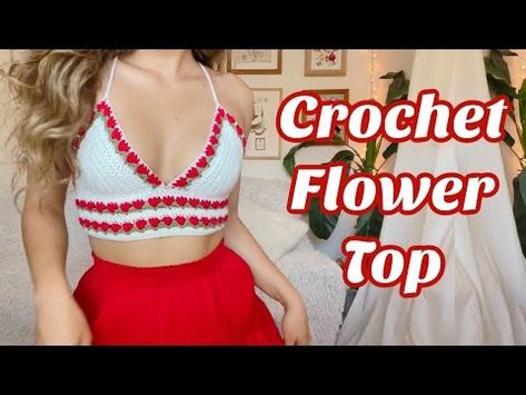 (189) Flower Detail Crochet Top - YouTube Beginner Crochet Tutorial, Beginner Crochet Projects, Beaded Jewlery, Crochet Fashion Patterns, Crochet Woman, Sweater Crochet Pattern, Crochet Tops, Flower Detail, Crochet Crop Top