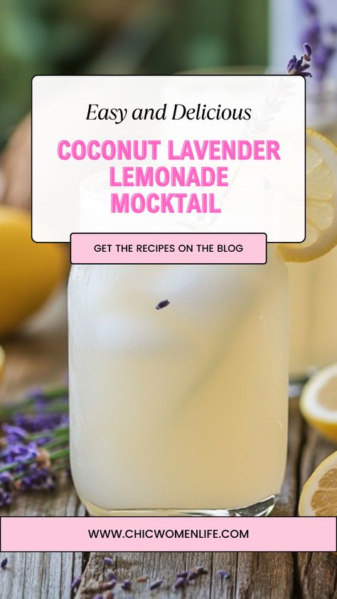 Coconut Lavender Lemonade Mocktail Lavender Mocktail Recipe, Dessert Quotes, Lavender Uses, Culinary Lavender, Lavender Syrup, Family Brunch, Mocktail Recipes, Lavender Lemonade, Fresh Lemonade