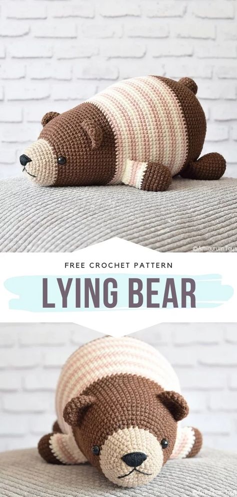 Adorable Bears Free Crochet Patterns - Free Crochet Patterns Grizzly Bear Amigurumi Free Pattern, Lying Bear Crochet Pattern, Crochet Stuffed Bear Free Patterns, Large Animal Crochet Patterns Free, Grizzly Bear Crochet Pattern, Crochet Big Bear Pattern Free, Large Crochet Bear Pattern Free, Crochet Grizzly Bear Pattern Free, Cute Bear Crochet Pattern