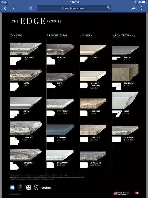 Stone Molding Design, Kitchen Countertop Edges, Countertop Edges, Modern Wood Fence, Granite Edges, Granite Design, Marble Pattern Design, Materials Board Interior Design, Marble Detail