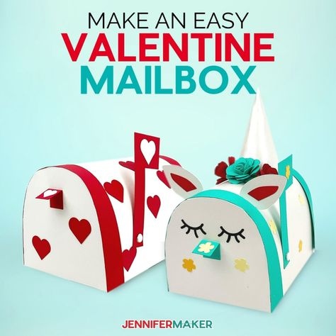 Valentine Mailbox Craft: Unicorn Decor + Printable Cards - Jennifer Maker Mailbox Craft Ideas, Valentine Mailbox Craft, Mailbox Craft, Mailbox Svg, Diy Valentine's Mailbox, Craft Unicorn, Jennifer Maker, Unicorn Decor, How To Make Leather