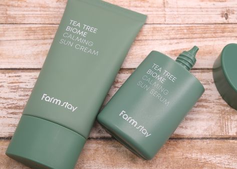 Farmstay | Tea Tree Biome Calming Sun Serum & Tea Tree Biome Calming Sun Cream: Review | The Happy Sloths: Beauty, Makeup, and Skincare Blog with Reviews and Swatches Korean Sunscreen, Spa Trip, Chanel Les Beiges, Dior Addict Lip, Japanese Skincare, Skincare Blog, Bite Beauty, Makeup And Skincare, Maybelline Super Stay