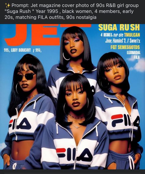 90s Fila Outfit Women, 90s Themed Photoshoot Black, 90s Aesthetic Photoshoot, 90s Black Women Aesthetic, 90s Outfits Black Women, Tlc Outfits 90s, 90s Freaknik, 90s Girl Groups, Libra Photoshoot