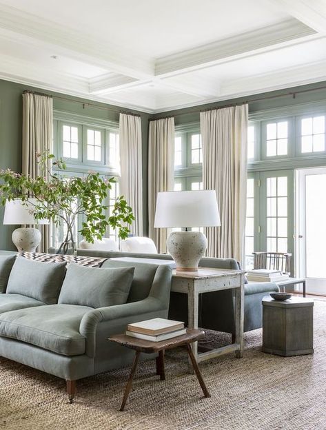 Interior Colors... 20 Beautiful Rooms Incorporating the Color Sage Green Sage Green Living Room, Living Room Color Schemes, Room Color Schemes, Living Room Green, Living Room Remodel, Green Rooms, Livingroom Layout, Room Remodeling, Living Room Inspo