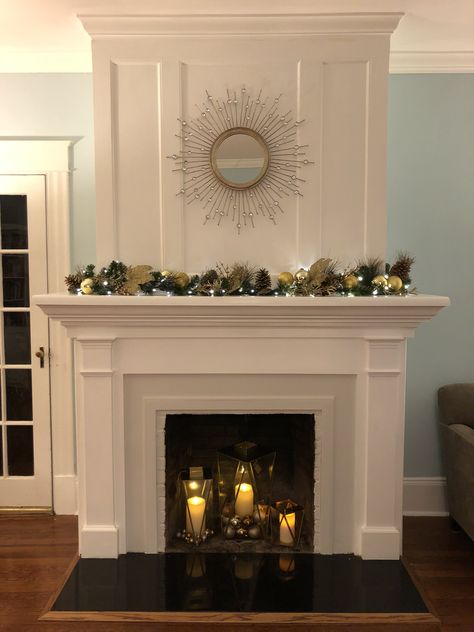 Boho House Ideas, Fireplace Upgrade, Fireplace Molding, Festive Candles, Fireplace Chimney, Fake Fireplace, Fireplaces Ideas, Living Room Playroom, Mantel Ideas