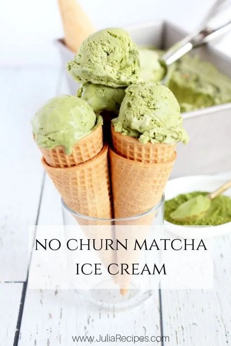 Sorbets Recipes, Matcha Cheesecake Recipe, Matcha Ice Cream Recipe, Matcha Dessert Recipes, Matcha Roll Cake, Waffle Cone Recipe, Matcha Green Tea Recipes, Churn Ice Cream, Healthy Ice Cream Recipes