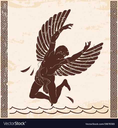 Icarus Myth, Icarus Wings, Greek Myth, Beige Paper, Wings Logo, Greek Myths, God Art, The Wings, Greek Gods