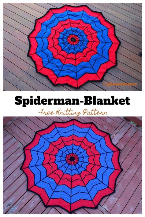 Spiderman Blanket Free Knitting Pattern - Knitting Pattern Crochet Blanket Spiderman, Spiderman Blanket Crochet Free Pattern, Spiderman Knitting Pattern Free, Crochet Spiderman Blanket, Spiderman Crochet Blanket, Spiderman Crochet Pattern Free, Marvel Crochet, Spiderman Blanket, Crochet Totoro