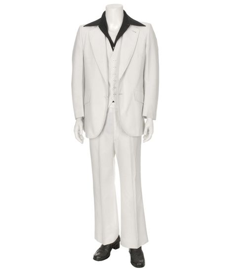 White Disco Suit Disco Suit, Mens White Suit, 70s Fashion Men, Bad Boy Style, Fashion Timeline, 70 Fashion, Disco Fashion, Stylish Blazer, Rental House