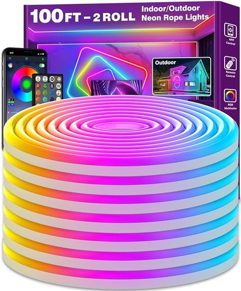 Amazon.com: LETIANPAI 100Ft RGB Rope Lights, App/Remote Control, Flexible Rope Lights, Multiple Modes, Outdoor Waterproof, Music Sync, Gaming Strip Lights for Bedroom and Indoor : Tools & Home Improvement Neon Strip Lights, Diy Neon Sign, Game Room Lighting, Neon Rope, Flexible Led Strip Lights, Gaming Room Decor, Light App, Led Rope Lights, Rgb Led Strip Lights