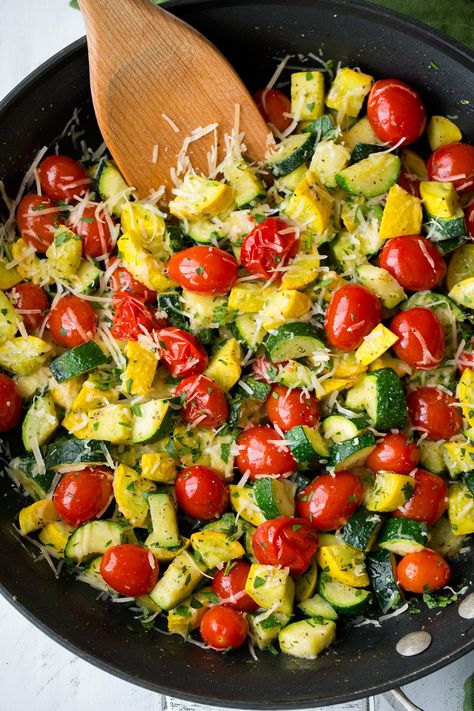 A quick summer vegetable side dish that's the perfect addition to any meal. Easy to prepare and sure to be a crowd pleaser! Sauteed Zucchini And Squash, Butter Zucchini, Summer Squash Recipes, Yellow Squash Recipes, Sauteed Zucchini, Cooking Tomatoes, Zucchini Squash, Parmesan Zucchini, Summer Side Dishes