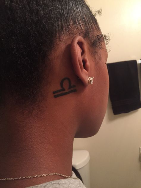 Zodiac libra symbol tattoo Libra Scale Tattoo Black Women, Libra Tattoos Black Women, Libra Neck Tattoos Women, Libra Ear Tattoo, Libra Tattoo Black Woman, Libra Neck Tattoo, Libra Scale Tattoo Women, Libra Symbol Tattoo, Libra Tattoo Ideas For Women