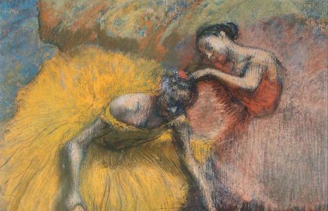 Un artículo que he escrito acerca de la obra en papel de Edgar Degas. La linea y su interés por otras disciplinas artísticas como la fotografía o la escultura. #EdgarDegas #arte Two Dancers, Edgar Degas Art, Degas Paintings, Most Famous Paintings, Pink Painting, Edgar Degas, Fine Art Portraits, Oil Painting Reproductions, Yellow And Pink