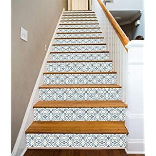 3D Euporean Pattern Ceramic Tile 606 Pattern Tile Marble Stair Risers Decoration Photo Mural Vinyl Decal Wallpaper Murals Wallpaper Mural MXY Wallpaper UK Wendy (13x H:18cm x W:102cm (7"x40")) : Amazon.co.uk: DIY & Tools Stair Stencils, Spanish Staircase, Spanish Stairs, Tiled Stairs, Victorian Staircase, Tiled Staircase, Tile Steps, Stair Design, Stair Stickers