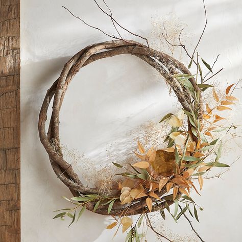 The creative styling possibilities are endless with this naturally dried grapevine wreath. While it looks lovely on its own, it's also the perfect base to embellish with your favorite foraged finds. -Dried grapevine-Indoor or sheltered outdoor use; bring indoors during inclement weather-Avoid exposure to moisture, direct sunlight, and humidity-Natural specimen; variance in appearance may occur-USA2.5"H, 24" diameter Fall Decor Wreaths, Dried Wreath, Creative Styling, Fall Grapevine Wreaths, Boho Wreath, Modern Wreath, Vine Wreath, Natural Wreath, Dried Flower Wreaths